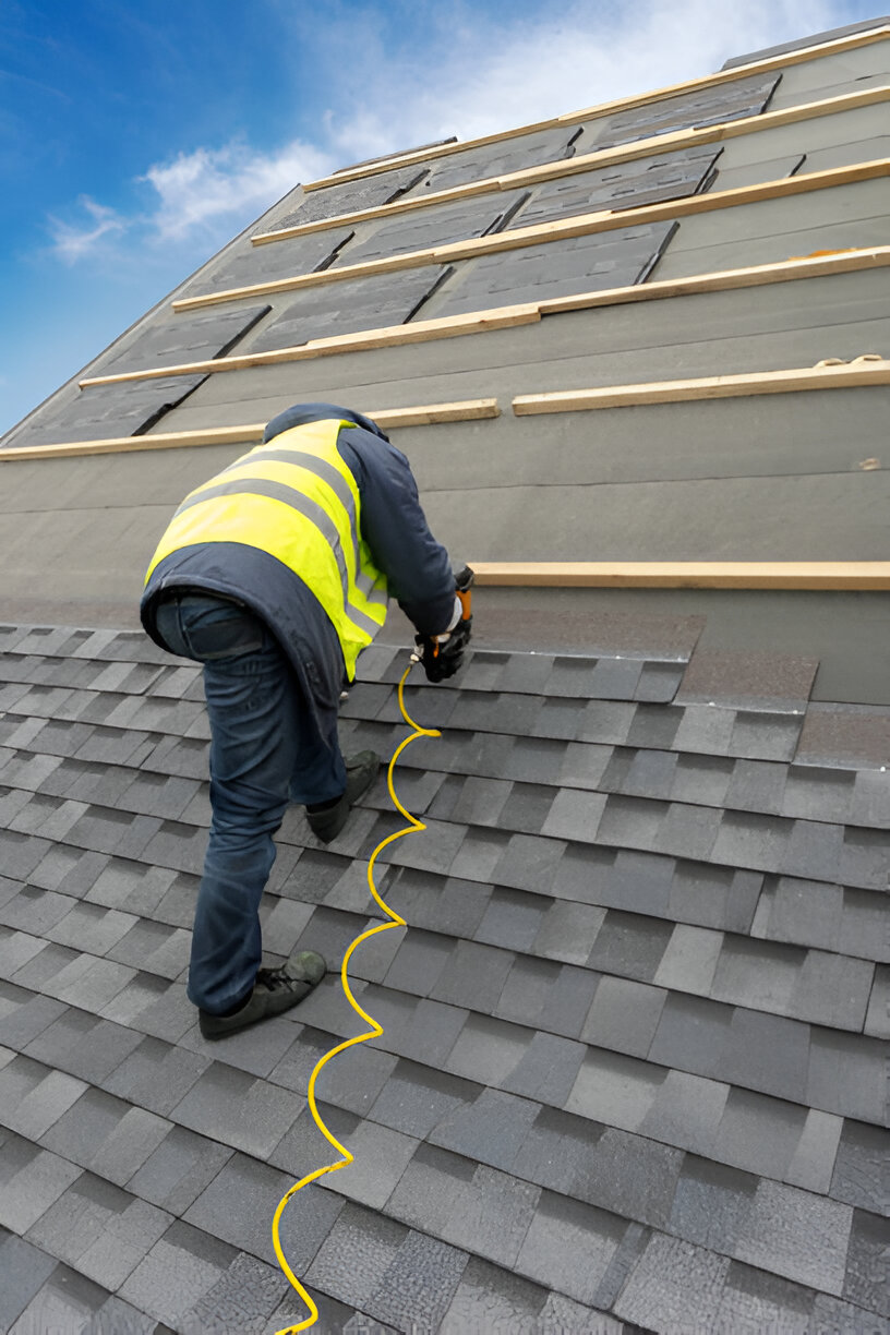 men at work in roof